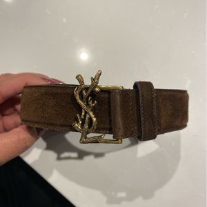 Rare YSL brown suede belt